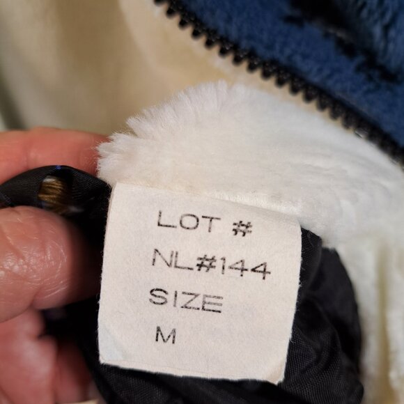 VTG Nordic Lights Jacket Coat Womens M Hooded Reversible Fleece Horse Pony Blue - Picture 11 of 14